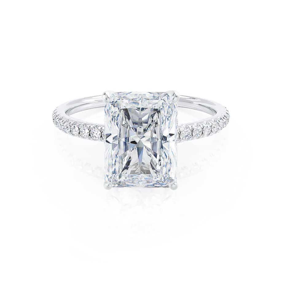 1.20 CT Radiant Shaped Moissanite Solitaire Pave Style Engagement Ring