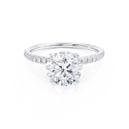 1.0 CT Round Shaped Moissanite Solitaire Pave Style Engagement Ring