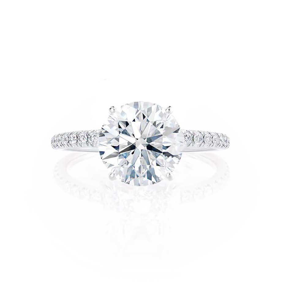 1.0 CT Round Shaped Moissanite Solitaire Pave Style Engagement Ring