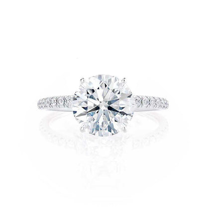 1.0 CT Round Shaped Moissanite Solitaire Pave Style Engagement Ring