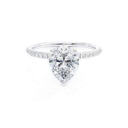 0.94 CT Pear Shaped Moissanite Solitaire Pave Style Engagement Ring