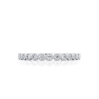 0.14 CT Round Shaped Moissanite Half Eternity Style Wedding Band