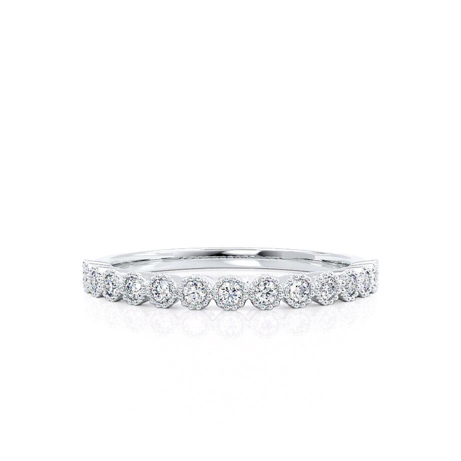 0.14 CT Round Shaped Moissanite Half Eternity Style Wedding Band