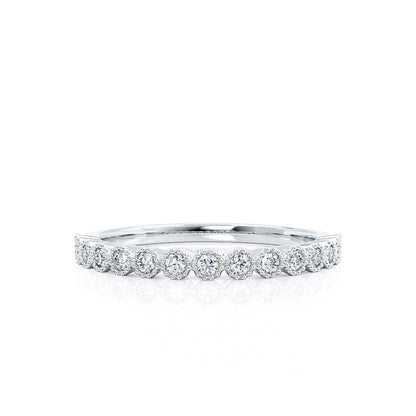 0.14 CT Round Shaped Moissanite Half Eternity Style Wedding Band