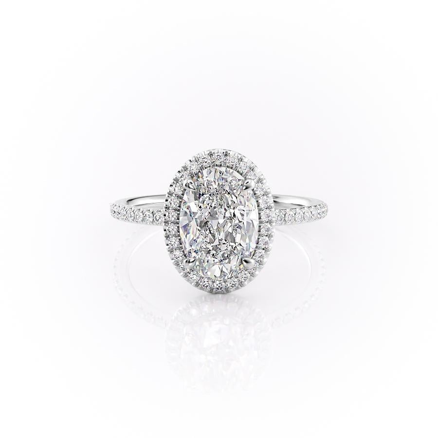 2.10 CT Oval Cut Halo Moissanite Engagement Ring