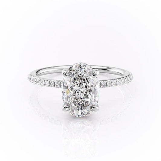 2.10 CT Oval Cut Solitaire & Pave Setting Moissanite Engagement Ring