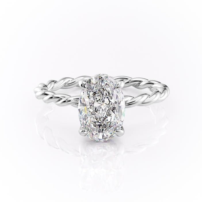 2.10 CT Oval Solitaire & Twisted Band Style Moissanite Engagement Ring