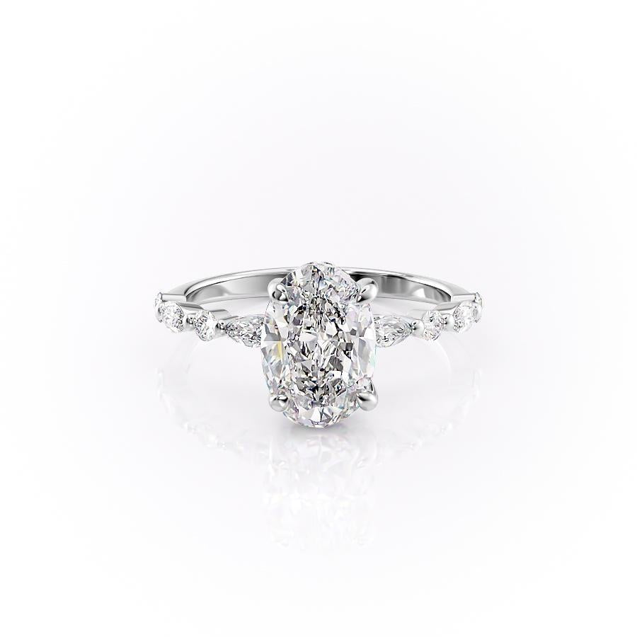 2.10 CT Oval Cut Pave Setting Moissanite Engagement Ring