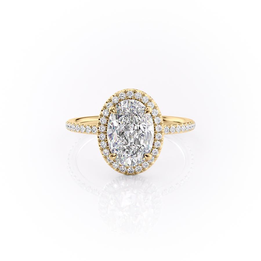 2.10 Oval Cut Halo Style Moissanite Engagement Ring