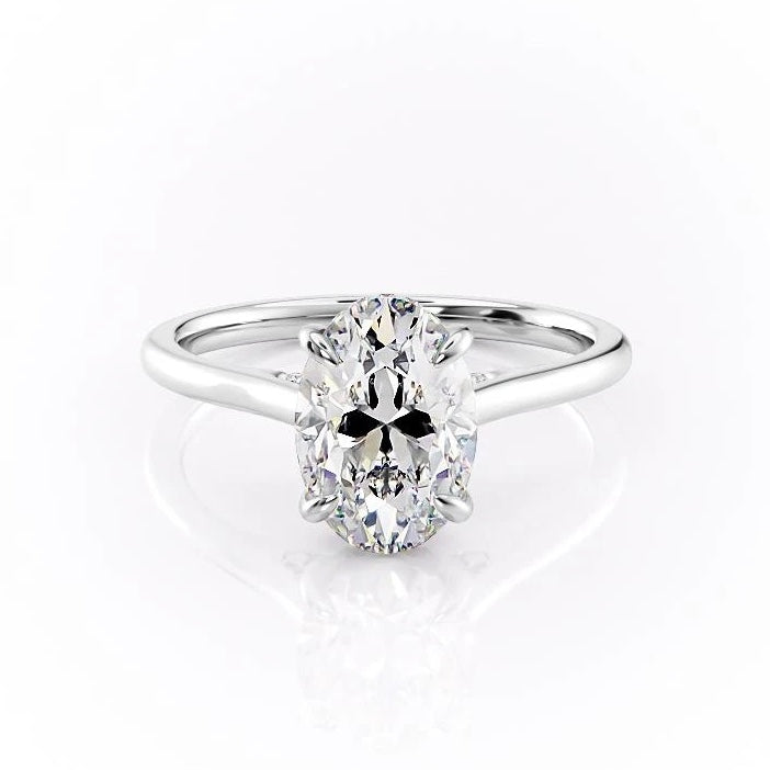 2.10 Oval Cut Solitaire Style Moissanite Engagement Ring