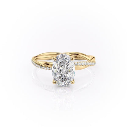 2.10 Oval Solitaire & Twisted Pave Setting Moissanite Engagement Ring