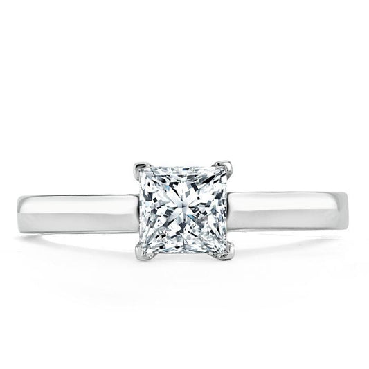 1.0 CT Princess Cut Solitaire Moissanite Engagement Ring