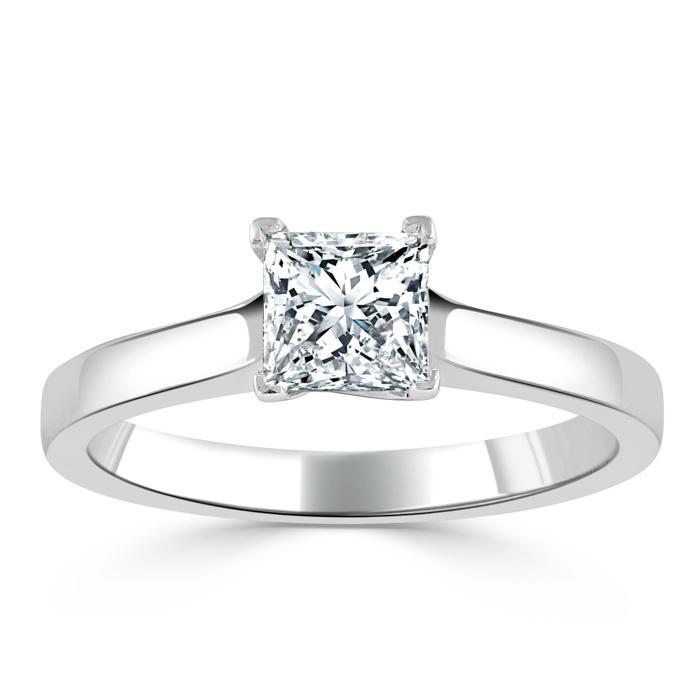 1.0 CT Princess Cut Solitaire Moissanite Engagement Ring