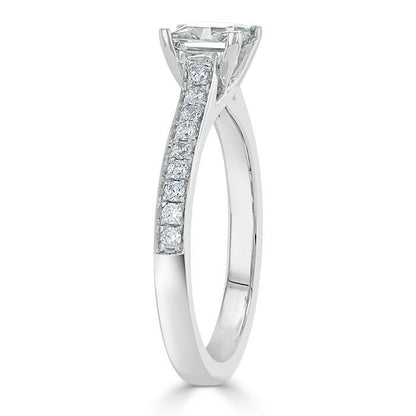 1.0 CT Princess Cut Solitaire Channel Pave Setting Moissanite Engagement Ring