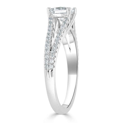 1.0 CT Princess Cut Solitaire Split Shank Setting Moissanite Engagement Ring