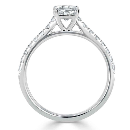 0.75 CT Cushion Cut Solitaire Moissanite Engagement Ring With Pave Setting