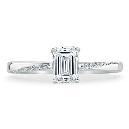 0.75 CT Emerald Cut Solitaire Moissanite Engagement Ring