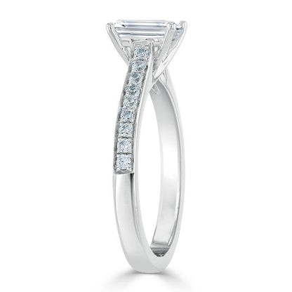 0.75 CT Emerald Cut Solitaire Moissanite Engagement Ring