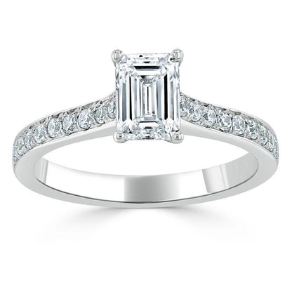 0.75 CT Emerald Cut Solitaire Moissanite Engagement Ring