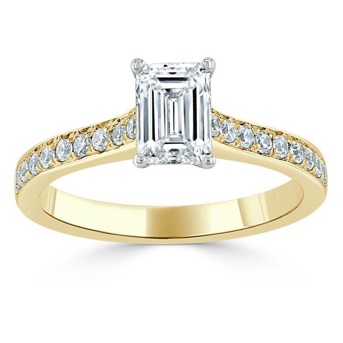 0.75 CT Emerald Cut Solitaire Moissanite Engagement Ring