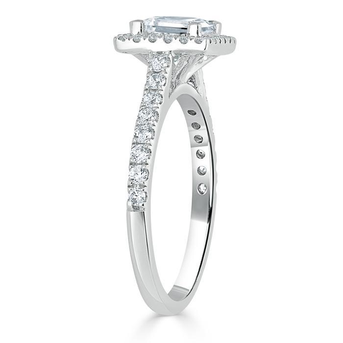 1.0 CT Princess Cut Halo Pave Setting Moissanite Engagement Ring