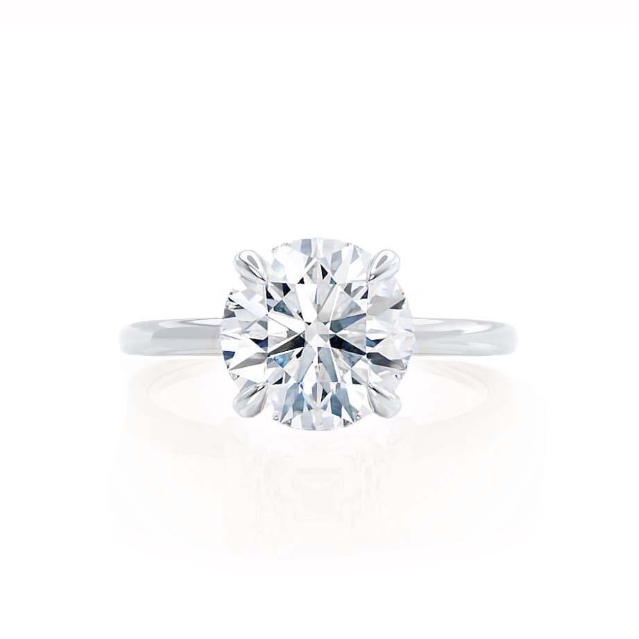 1.0 CT Round Shaped Moissanite Hidden Halo Style Engagement Ring