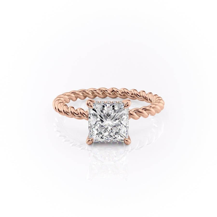 2.51 CT Princess Solitaire & Twisted Band Moissanite Engagement Ring