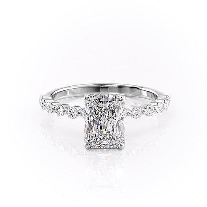 2.10 CT Radiant Solitaire Pave Setting Moissanite Engagement Ring