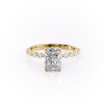 2.10 CT Radiant Solitaire Pave Setting Moissanite Engagement Ring