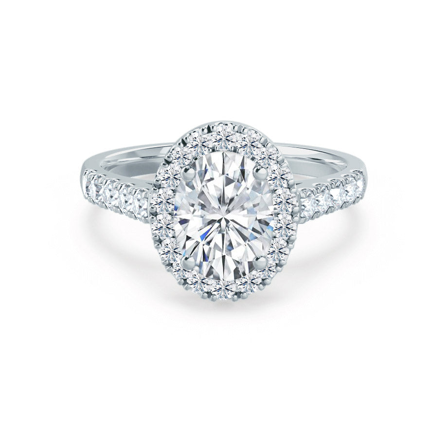 1.50 CT Oval Shaped Moissanite Halo Style Engagement Ring