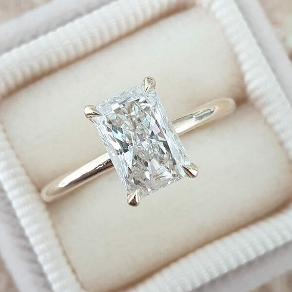 1.04 CT Radiant Cut Solitaire Style Moissanite Engagement Ring