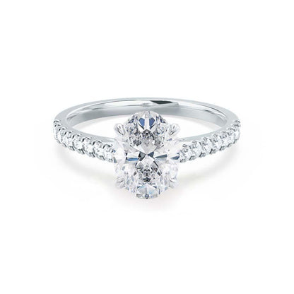 3.0 CT Oval Shaped Moissanite Solitaire Pave Style Engagement Ring