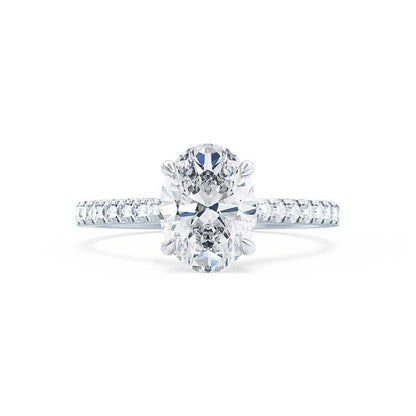 3.0 CT Oval Shaped Moissanite Solitaire Pave Style Engagement Ring