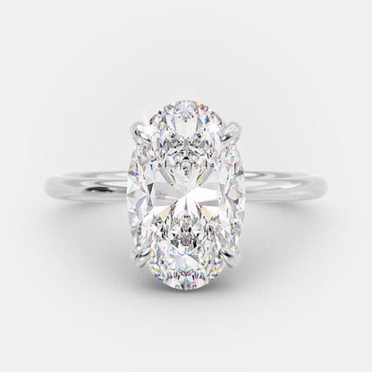 4.0 CT Oval Cut Solitaire Style Moissanite Engagement Ring