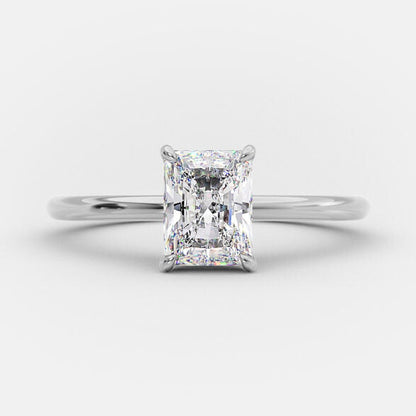 1.04 CT Radiant Hidden Halo Solitaire Moissanite Engagement Ring