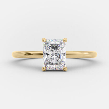 1.04 CT Radiant Hidden Halo Solitaire Moissanite Engagement Ring