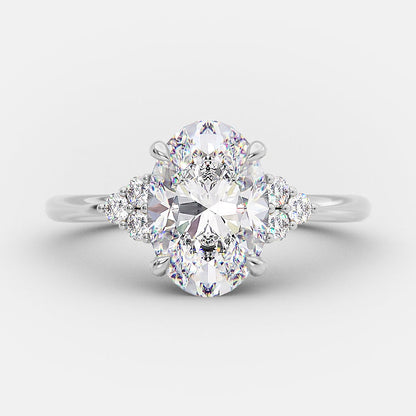 2.72 CT Oval Cut Cluster Setting Moissanite Engagement Ring