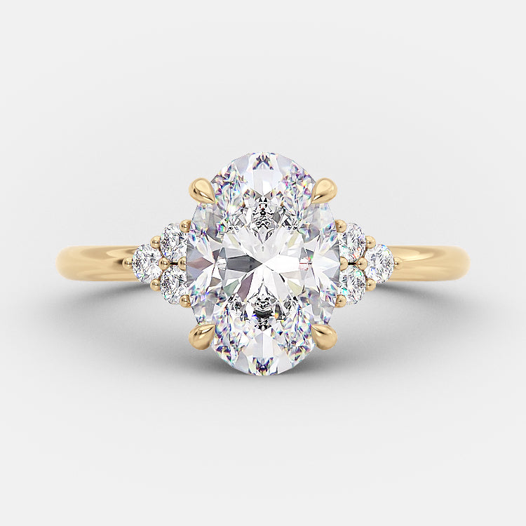 2.72 CT Oval Cut Cluster Setting Moissanite Engagement Ring