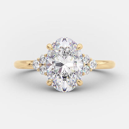 2.72 CT Oval Cut Cluster Setting Moissanite Engagement Ring