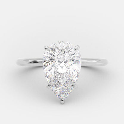 3.10 CT Pear Cut Solitaire Style Moissanite Engagement Ring