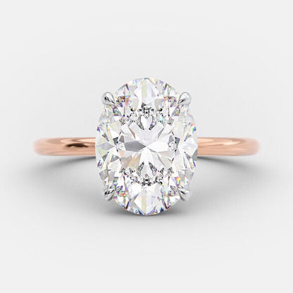 2.72 CT Oval Solitaire & Hidden Halo Moissanite Engagement Ring