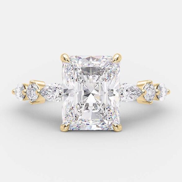 2.43 CT Radiant Pave Setting Moissanite Engagement Ring