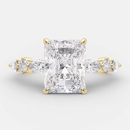 2.43 CT Radiant Pave Setting Moissanite Engagement Ring