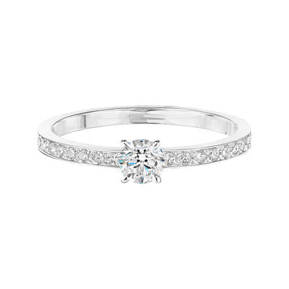 0.25 CT Round Shaped Moissanite Pave Setting Engagement Ring