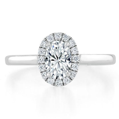 0.75 CT Oval Cut Halo Moissanite Engagement Ring