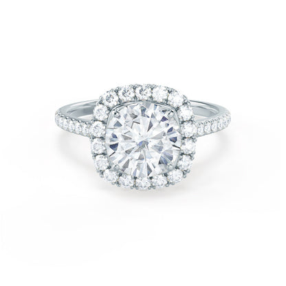 1.0 CT Round Shaped Moissanite Halo Style Engagement Ring