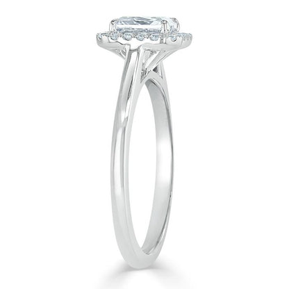 1.0 CT Radiant Cut Halo Moissanite Engagement Ring