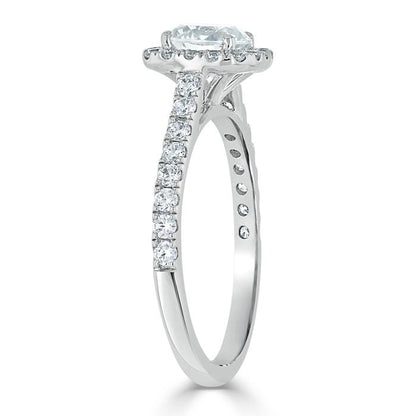 0.75 CT Round Cut Halo Pave Moissanite Engagement Ring