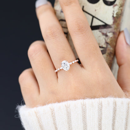 1.33 CT Oval Shaped Moissanite Pave Setting Engagement Ring