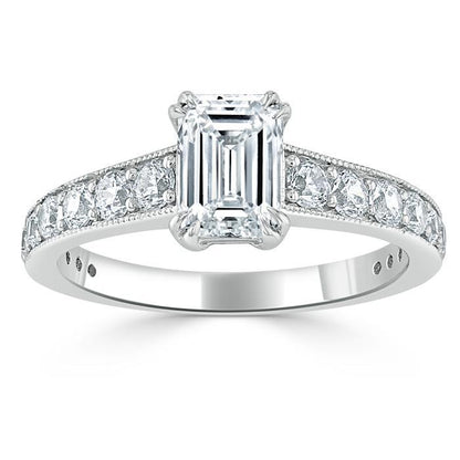 0.75 CT Emerald Cut Solitaire Moissanite Engagement Ring